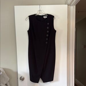 Calvin Klein Black Sleeveless Asymmetrical Midi Dress